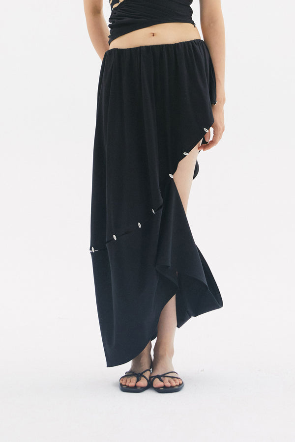 RUIbuilt 25 Spring/Summer Hollow Zipper Skirt RUI-RSS25WV14-HEI Onyx Black